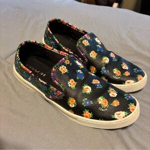 Coach parkside  tea rose Black Floral Patterned Slip-Ons